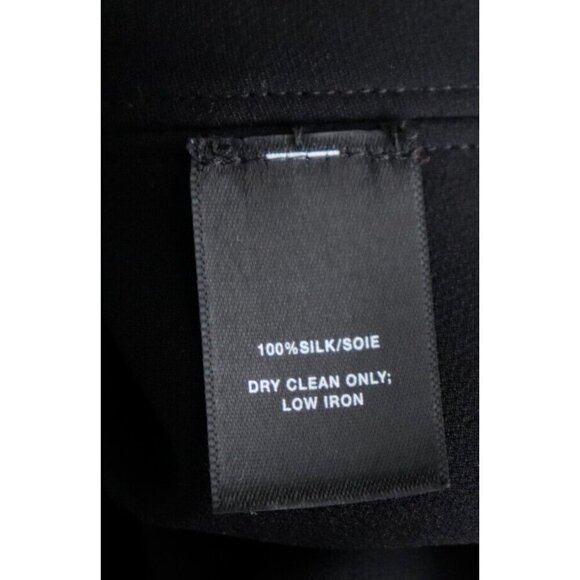 Lafayette 148 Women's Size Large Black Silk Short Sleeve V-Neck Blouse Shirt Top - Picture 5 of 6